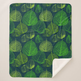 Manta Sherpa Hojas de esqueleto estético biofílicas