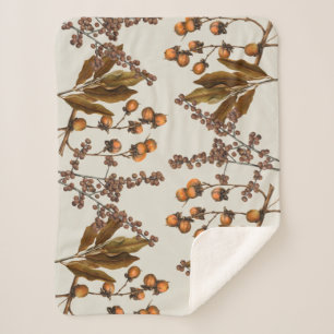 Manta Sherpa Hojas de follaje de acuarela de otoño