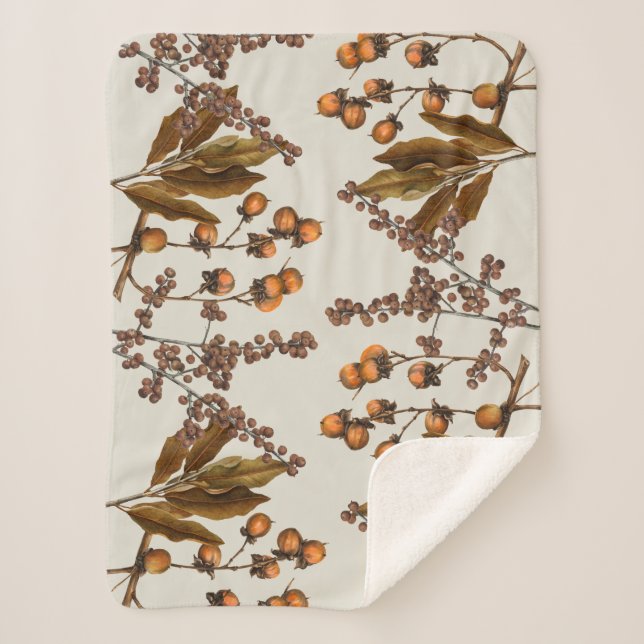 Manta Sherpa Hojas de follaje de acuarela de otoño (Anverso)