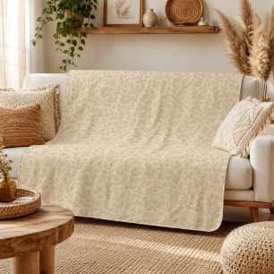 Manta Sherpa Hojas de Otoño Elegantes Boho Minimalista Granja