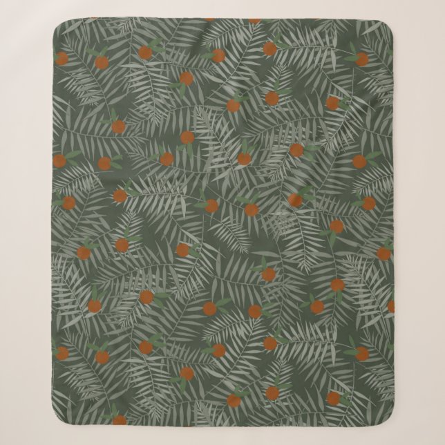 Manta Sherpa Hojas de palma y Naranjas (Anverso)