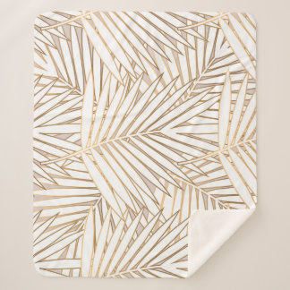 Manta Sherpa Hojas doradas de palma: arte deco.