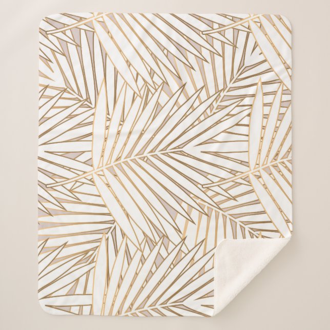 Manta Sherpa Hojas doradas de palma: arte deco. (Anverso)