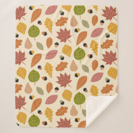 Manta Sherpa Hojas otoñales con maíz en marrón terracota