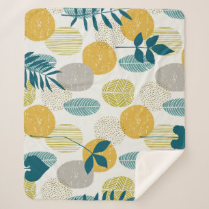 Manta Sherpa Hojas otoñales, patrón vintage sin costuras.