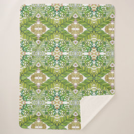 Manta Sherpa Hojas tropicales cortas en acuarela