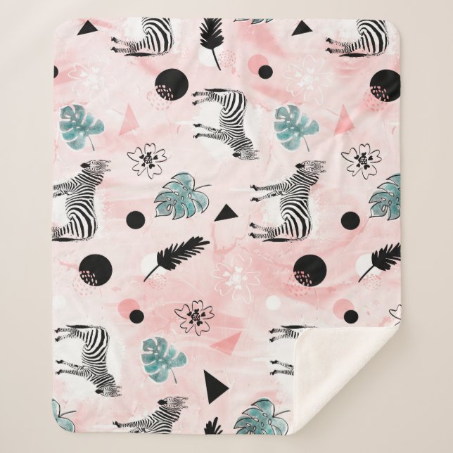 Manta Sherpa Hojas tropicales Patrón de centeno de cebada (Anverso)