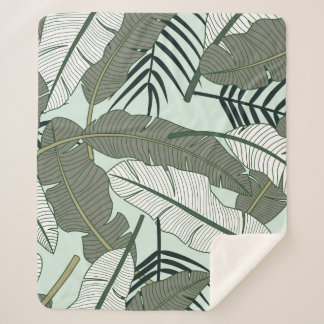 Manta Sherpa Hojas Tropicales: Patrón de la Naturaleza sin Mar.