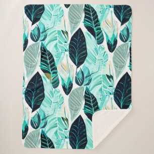 Manta Sherpa hojas verdes