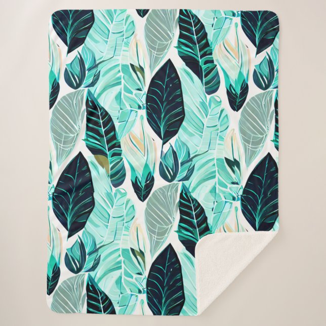 Manta Sherpa hojas verdes (Anverso)