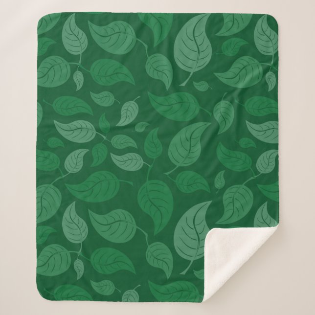 Manta Sherpa Hojas verdes (Anverso)