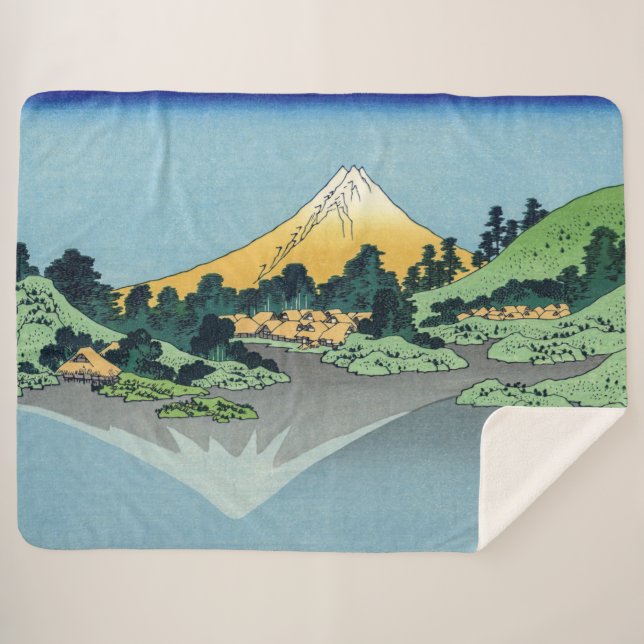 Manta Sherpa Hokusai - El Monte Fuji reflexiona en el lago Kawa (Anverso (horizontal))