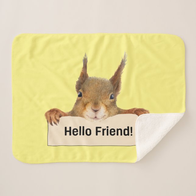 Manta Sherpa Hola amigo Funny Squirrel (Anverso (horizontal))