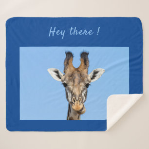 Manta Sherpa Hola, divertida foto de Giraffe con texto
