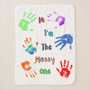 Manta Sherpa Hola, soy el desordenado - Paint Handprints