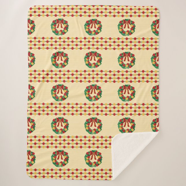 Manta Sherpa Holiday Wreath Knit (Anverso)