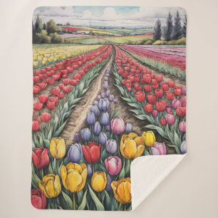 Manta Sherpa Holland Tulips Field Tulip Art