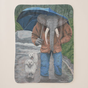 Manta Sherpa Hombre elefante camina perros Fantasy Sherpa Blank