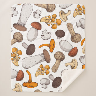 Manta Sherpa Hongos dibujados a mano: fondo de comida.