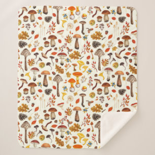 Manta Sherpa Hongos salvajes en blanco roto