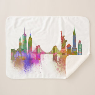 Manta Sherpa Horizonte de Nueva York - arco iris