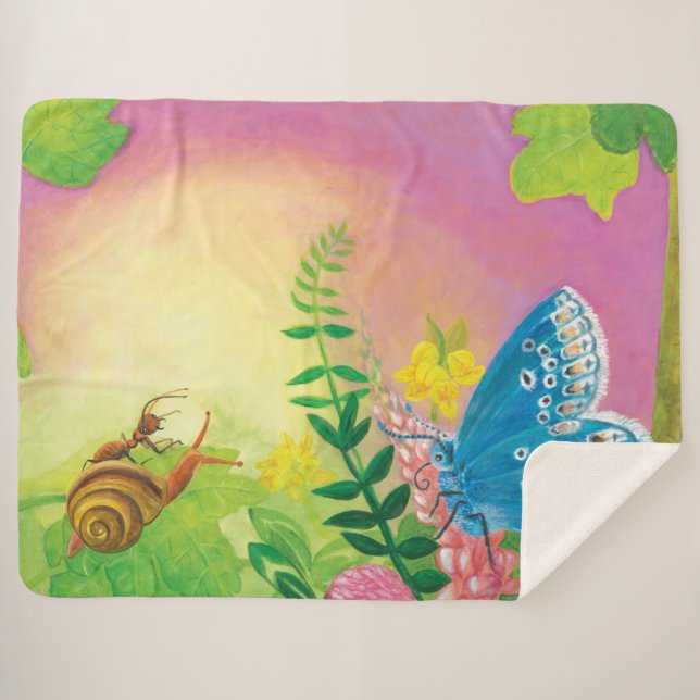 Manta Sherpa Hormiga, caracol y mariposa azul de Chapman (Anverso (horizontal))