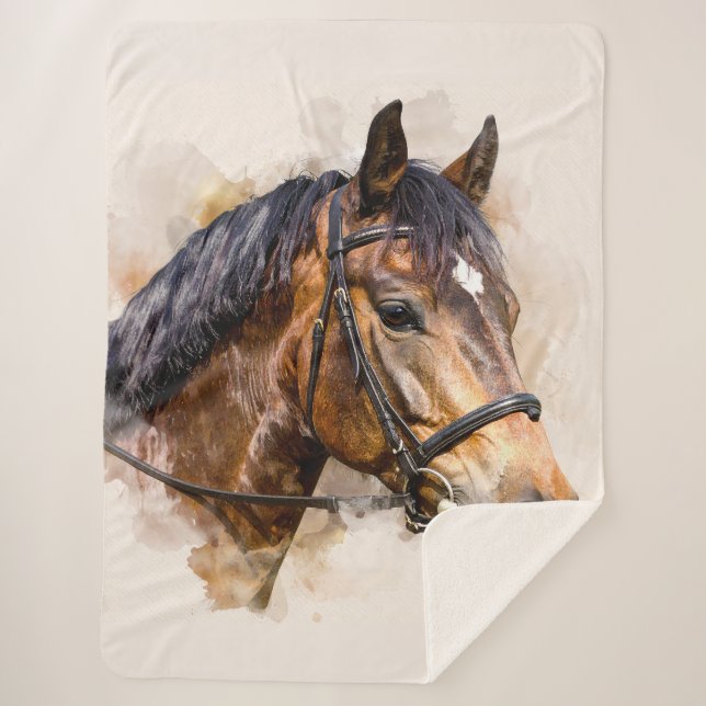 Manta Sherpa Horse Head Sherpa Blanket (Anverso)