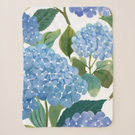 Manta Sherpa Hortensia Azul Acuarela Floral Costero