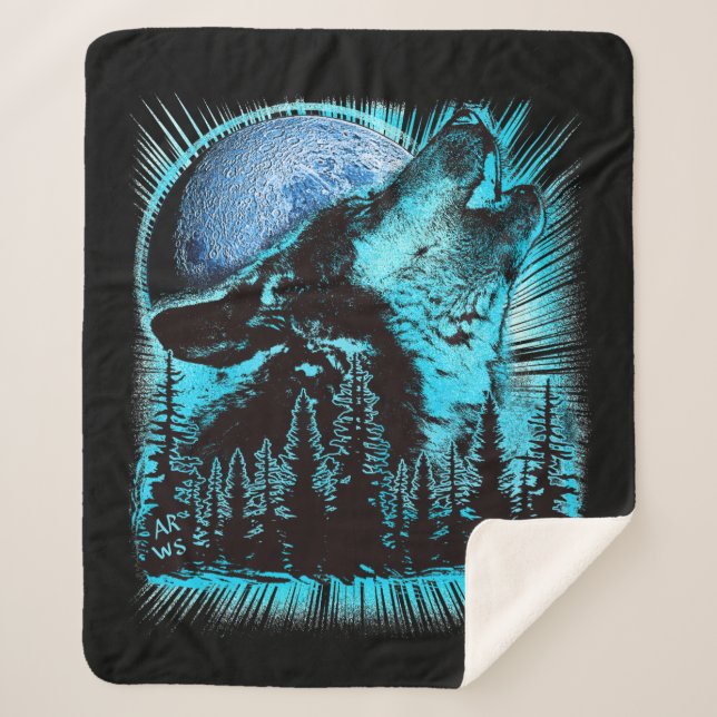 Manta Sherpa Howling Wolf Moon Pine Forest (Anverso)