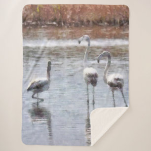 Manta Sherpa Huelga A Pose Flamingo Watercolor