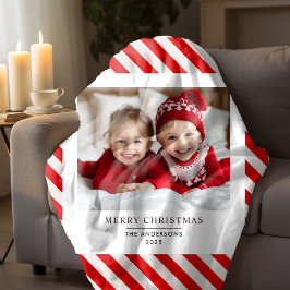 Manta Sherpa "Huelga roja con foto Feliz Navidad y nombre