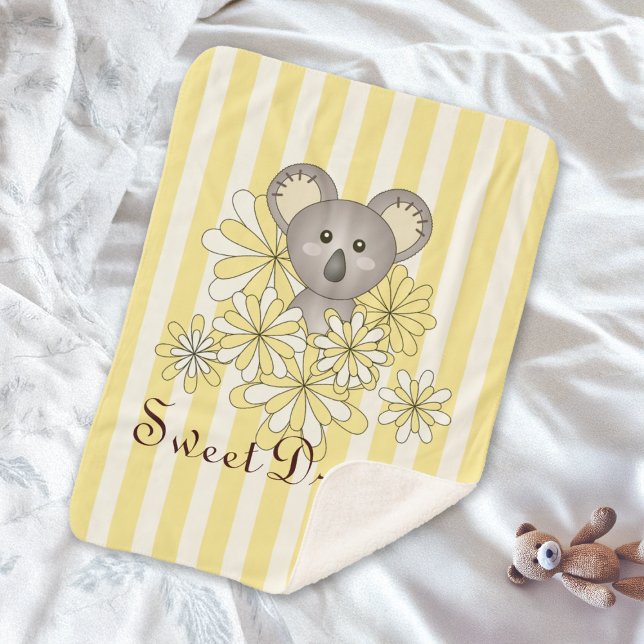 Manta Sherpa Huella Amarilla Cute Bebé Koala Niños (Subido por el creador)