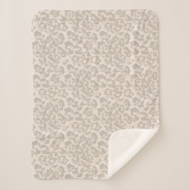 Manta Sherpa Huella de leopardo beige. (Anverso)