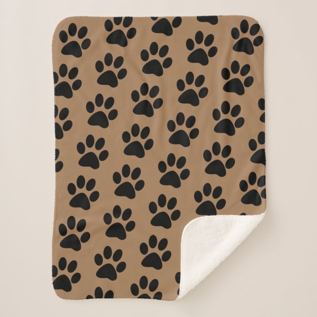 Manta Sherpa huellas de la pata negra en marrón (Anverso)