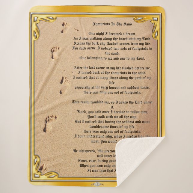 Manta Sherpa Huellas Sherpa Blanket en la arena  (Anverso)