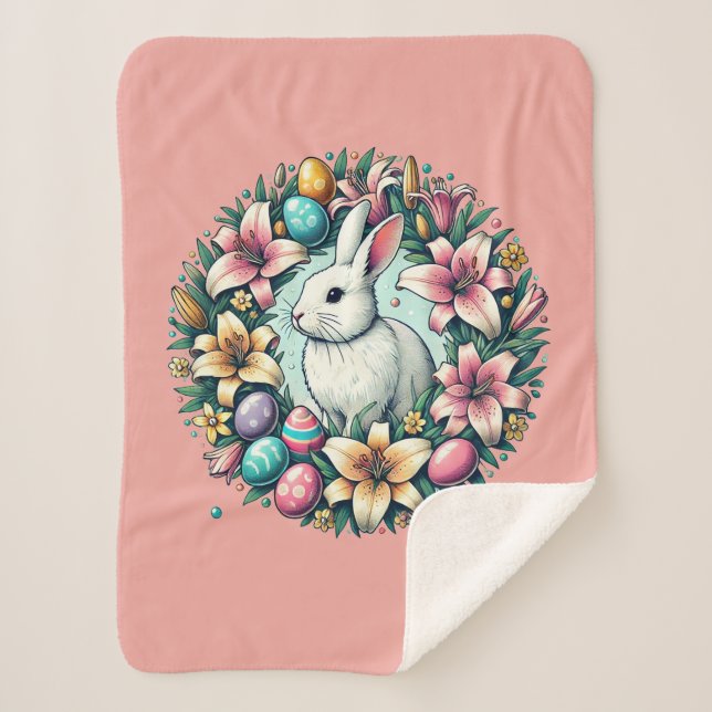 Manta Sherpa Huevos de conejo conejo de pascua (Anverso)