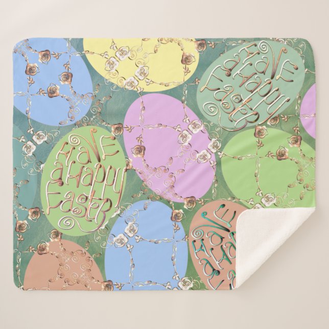 Manta Sherpa Huevos Rosas de Pascua (Anverso (horizontal))