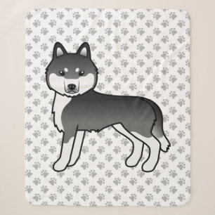 Manta Sherpa Husky Siberiano Blanco Y Negro Perro De Dibujos An