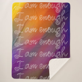 Manta Sherpa I Am Enough Pastel Rainbow Cursive Affirmation