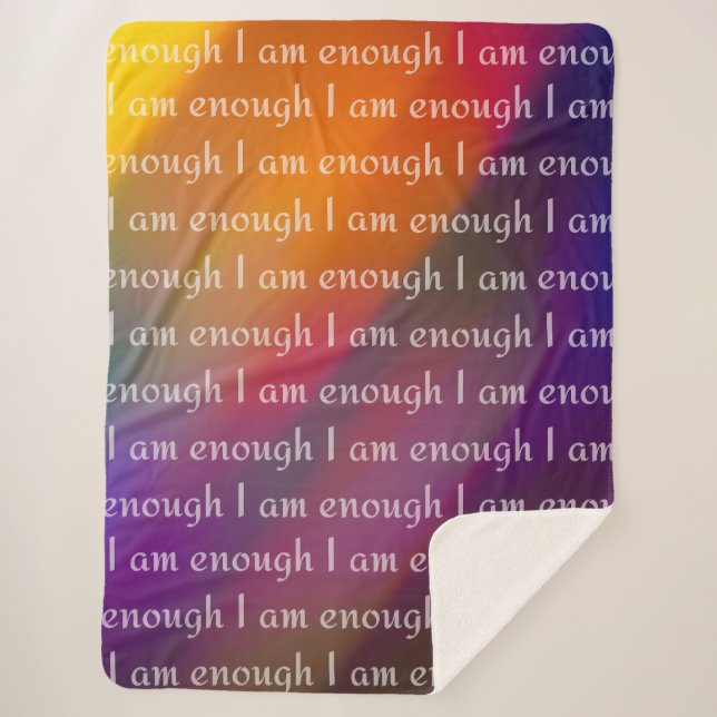 Manta Sherpa I Am Enough Rainbow Affirmation Pattern Design (Anverso)