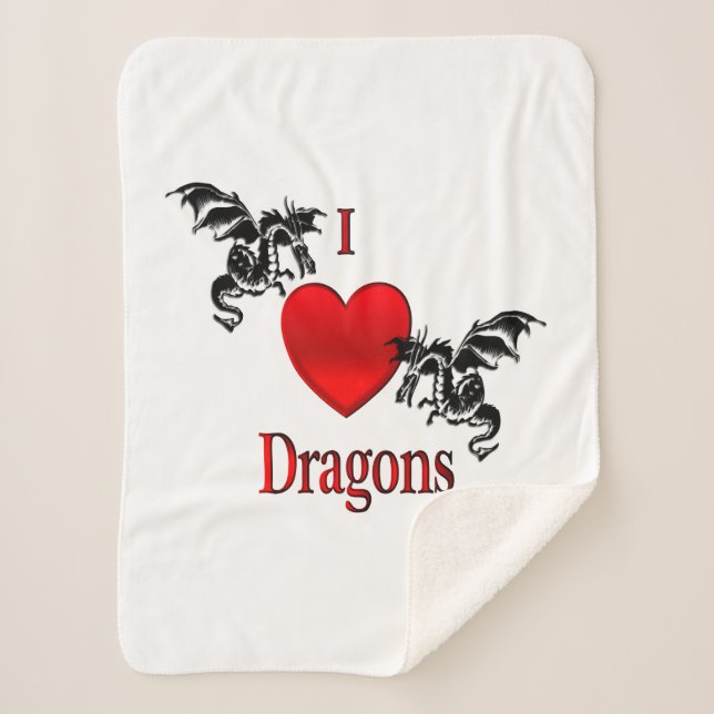 Manta Sherpa I Heart Dragons (Anverso)
