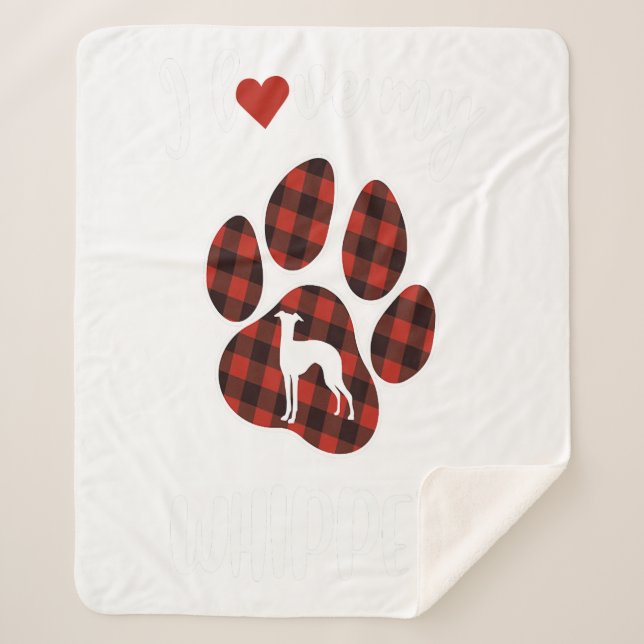 Manta Sherpa I Love My Whippet Valentine Dog Lover (Anverso)