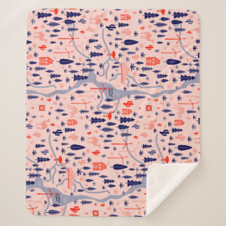 Manta Sherpa Iconos australianos, patrón decorativo impecable.