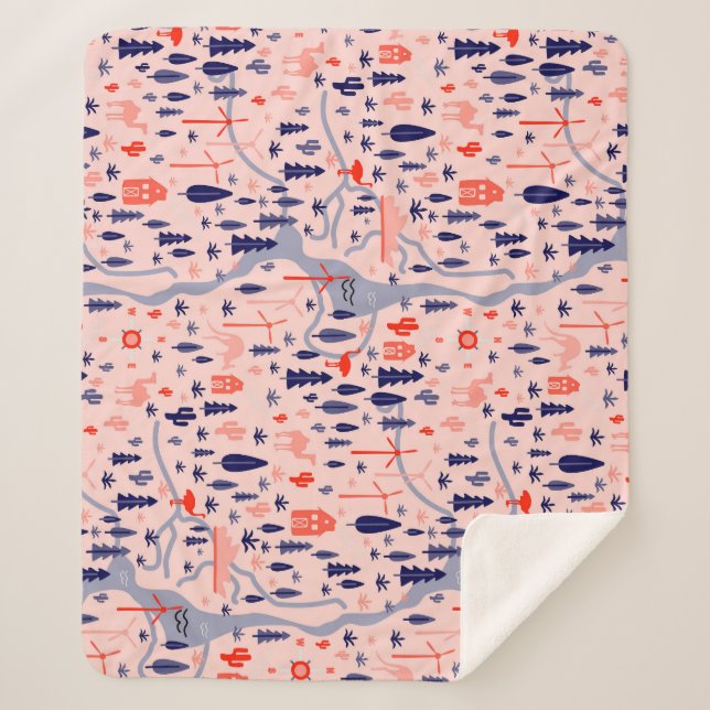 Manta Sherpa Iconos australianos, patrón decorativo impecable. (Anverso)