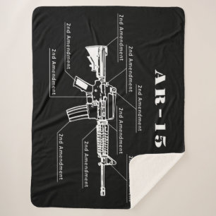 Manta Sherpa Identificación de piezas AR-15 en blanco y negro