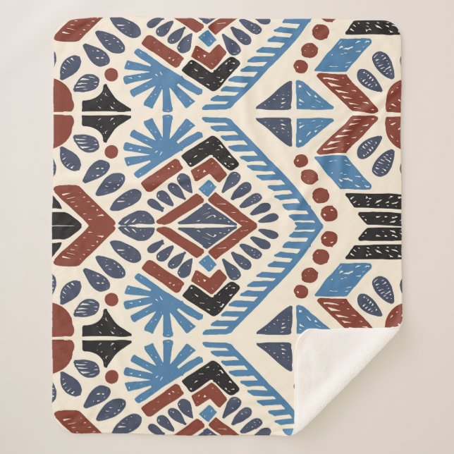 Manta Sherpa Ikat Aztec: Ornamento geométrico étnico. (Anverso)
