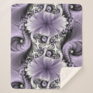 Manta Sherpa Ilusión de Lila Arte Floral Abstracto Fractal Fant