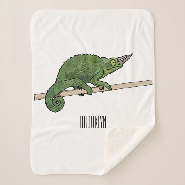 Manta Sherpa Ilustracion chameleon personalizado de Jackson (Anverso)