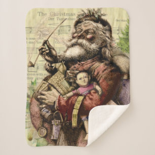 Manta Sherpa Ilustración clásica de Thomas Nast de Santa Claus