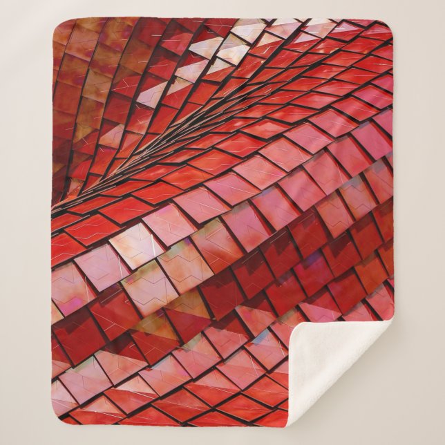 Manta Sherpa Ilustracion de azulejos rojos (Anverso)
